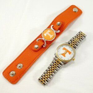 University Of Tennessee UT Vols Men's Quartz Watch‎ Orange Leather Snap Bracelet